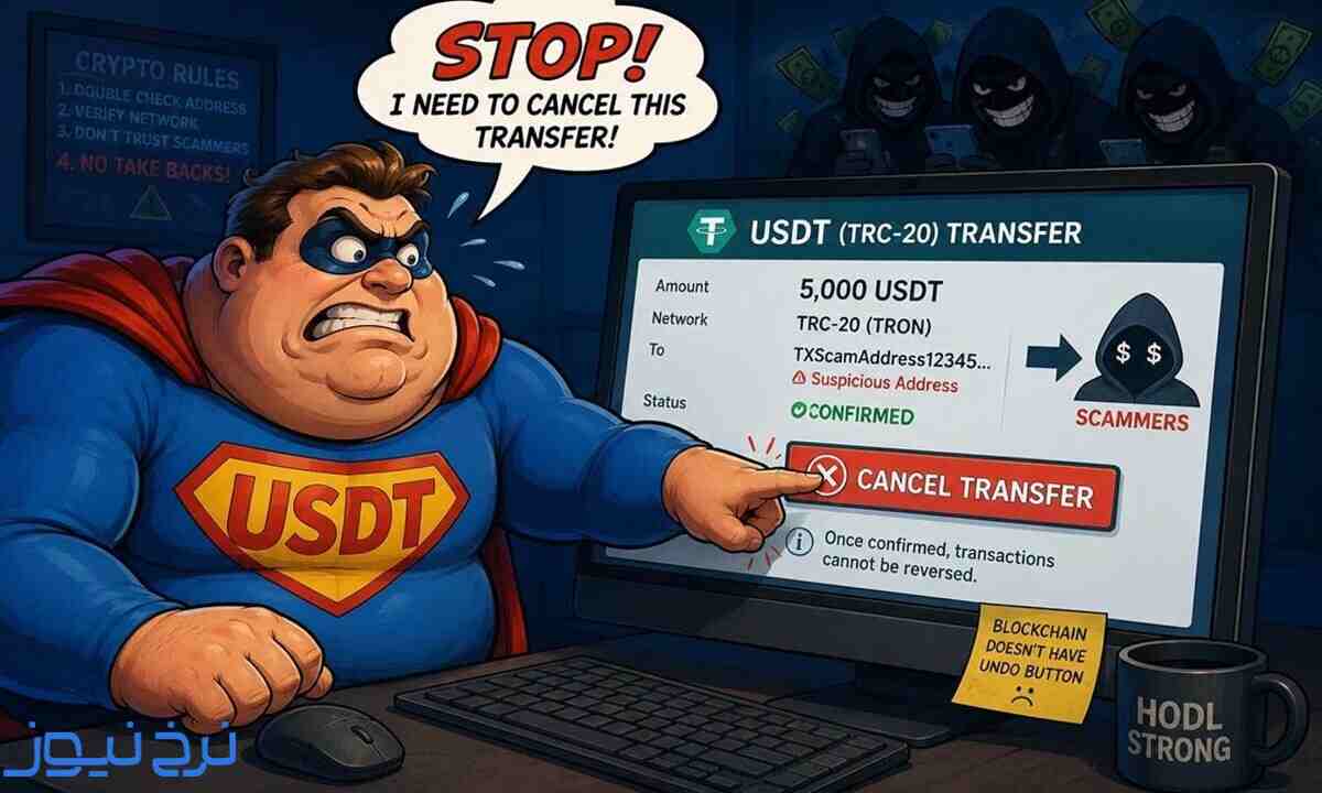 انتقال تتر به شکبه اشتباه